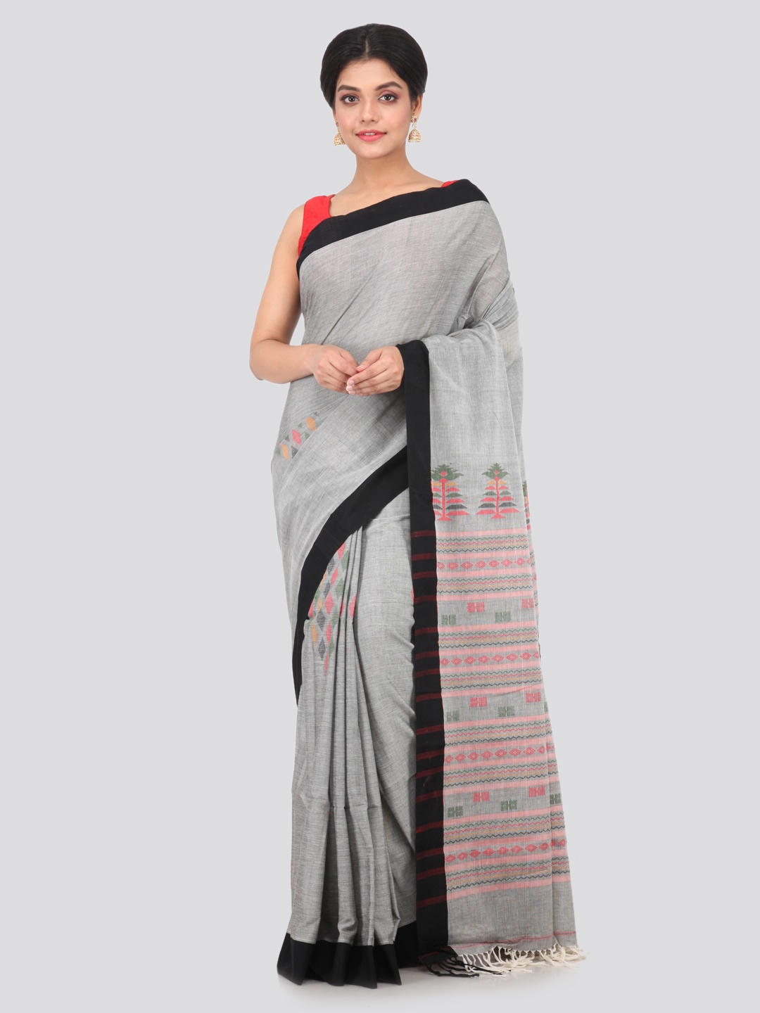 

PinkLoom Grey Pure Cotton Saree