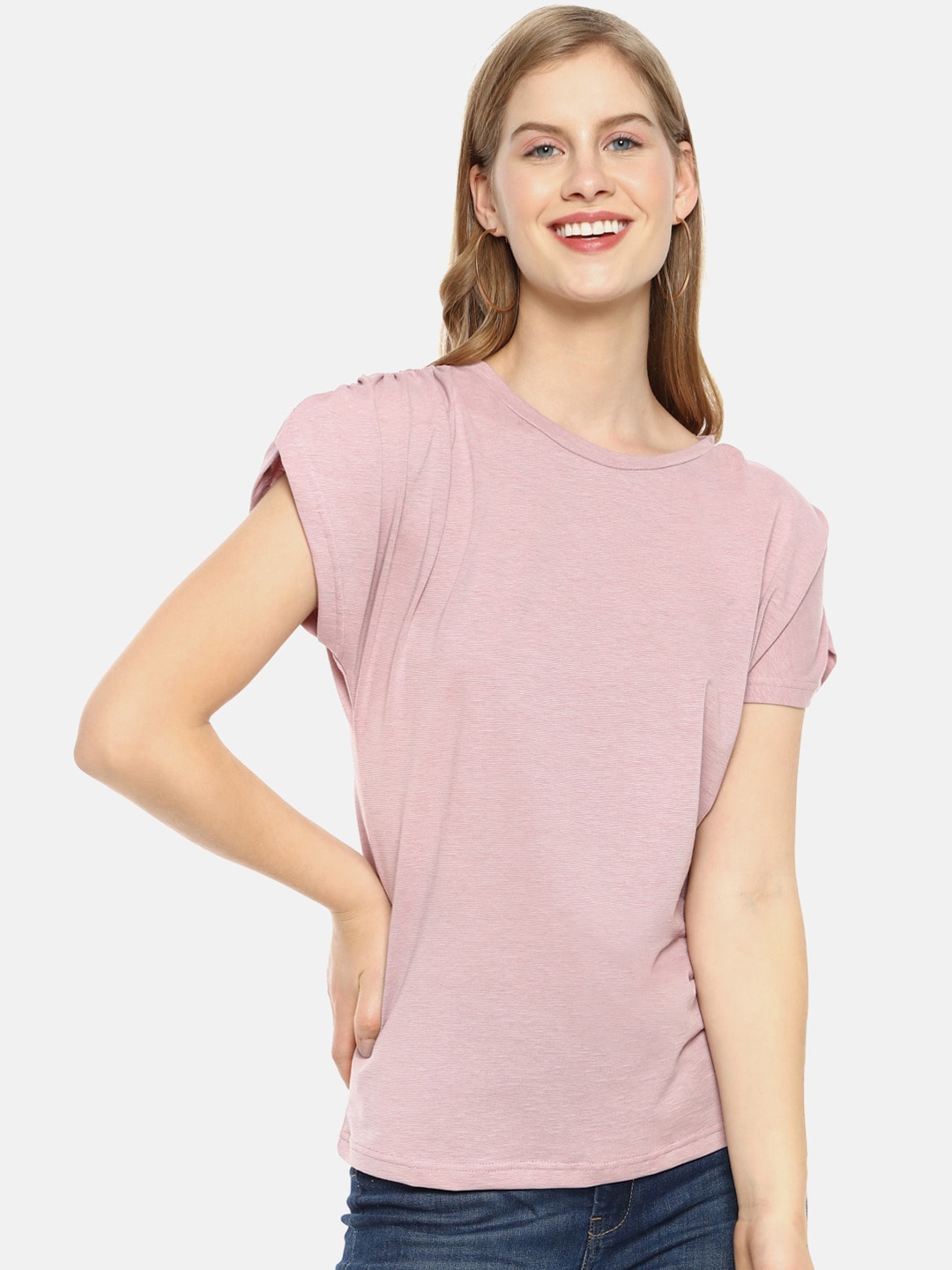 

Campus Sutra Mauve Regular Cotton Top