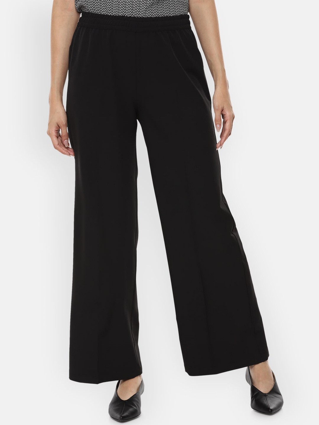 

Van Heusen Woman Women Black Regular Fit Solid Parallel Trousers