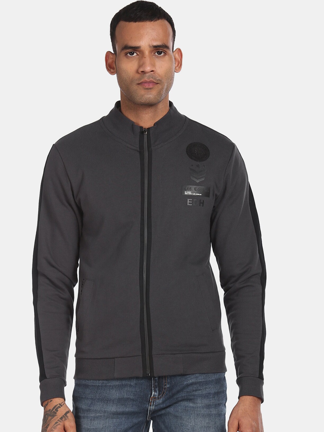 

Ed Hardy Men Charcoal Grey Solid Sweatshirt