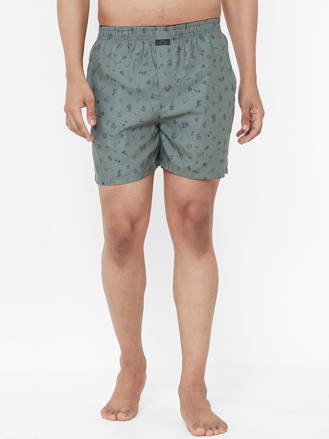 

Sweet Dreams Men Green & Black Printed 100% Cotton Boxers F-MB-0232A