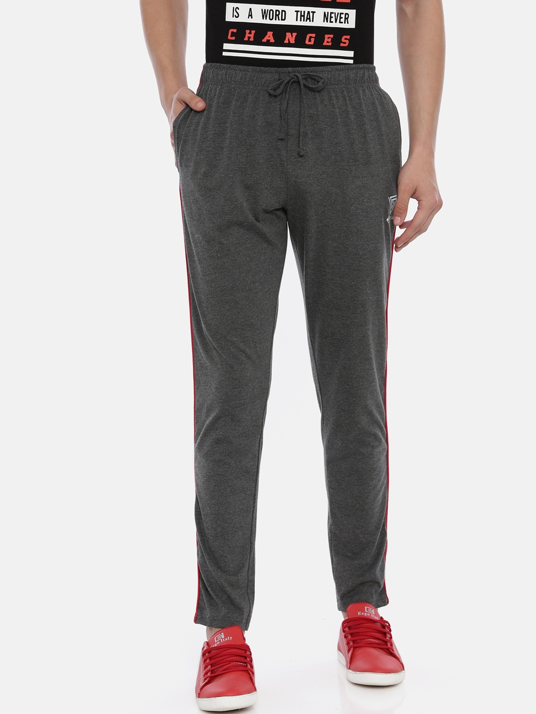 

3PIN Men Charcoal Grey Solid Cotton Track Pants