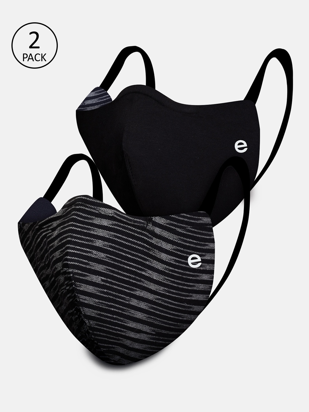 

Enamor Women Pack Of 2 Black & Off-White Reusable Reversible Protective Outdoor Face Masks