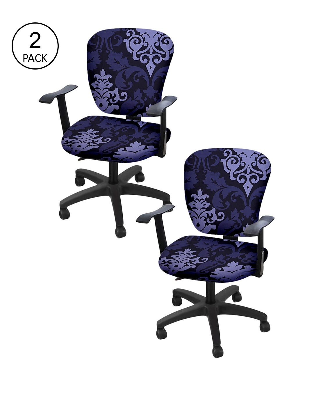

Cortina Set Of 2 Navy Blue & Lavender Printed Chair Covers
