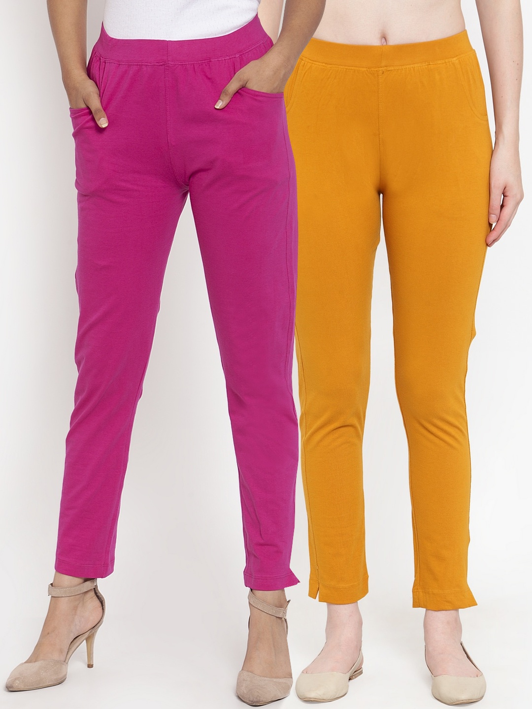 

TAG 7 Women Pack Of 2 Ankle-Length Straight-Fit Leggings, Magenta