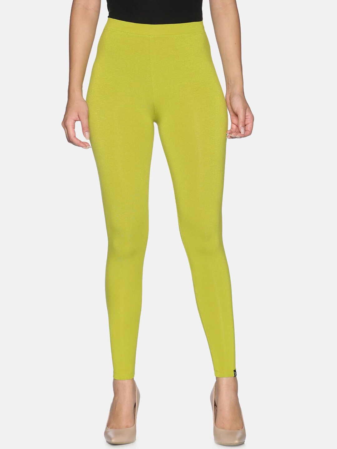 

TWIN BIRDS Women Lime Green Solid Ankle Length Leggings
