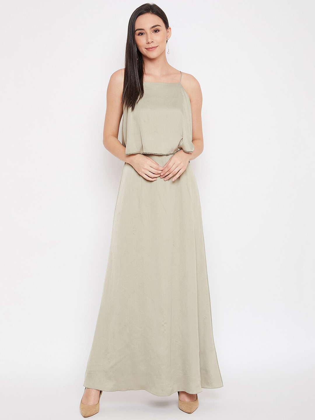 

Madame Women Green Solid Maxi Dress