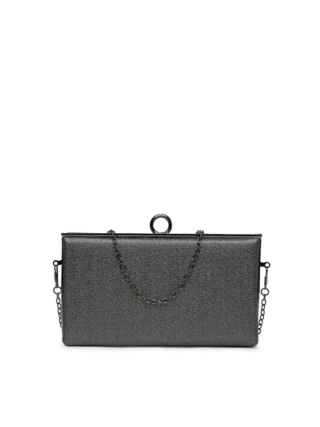 20Dresses Grey & Silver-Toned Solid Embellished Clutch