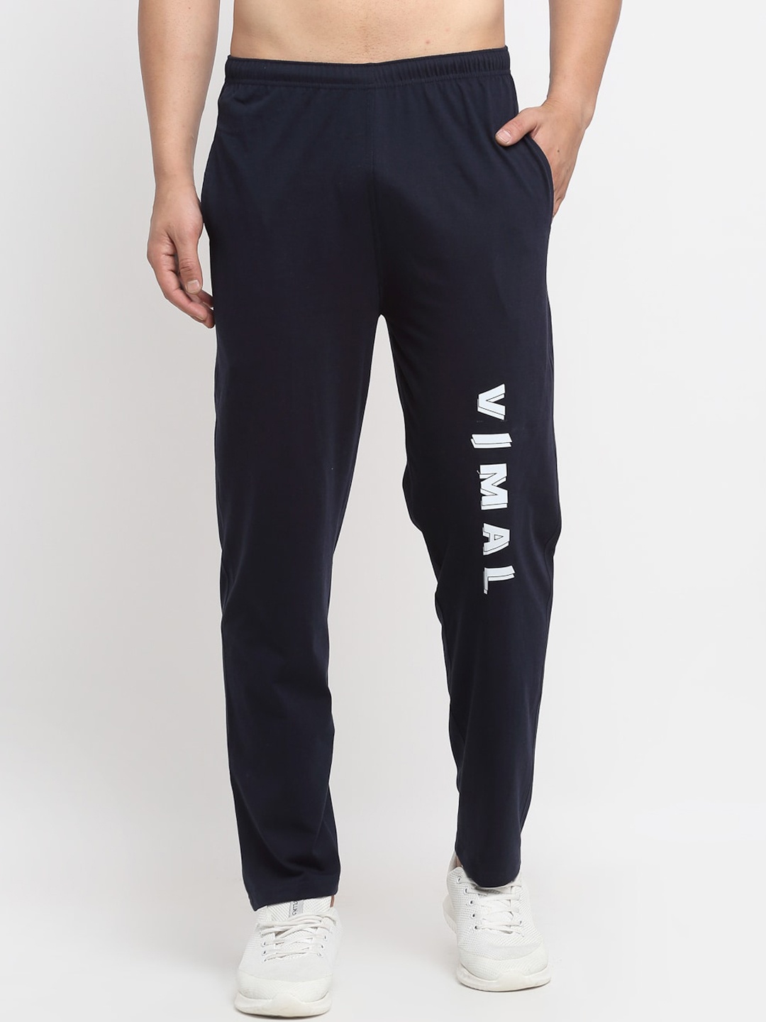 

VIMAL JONNEY Men Navy Blue & White Printed Track Pants