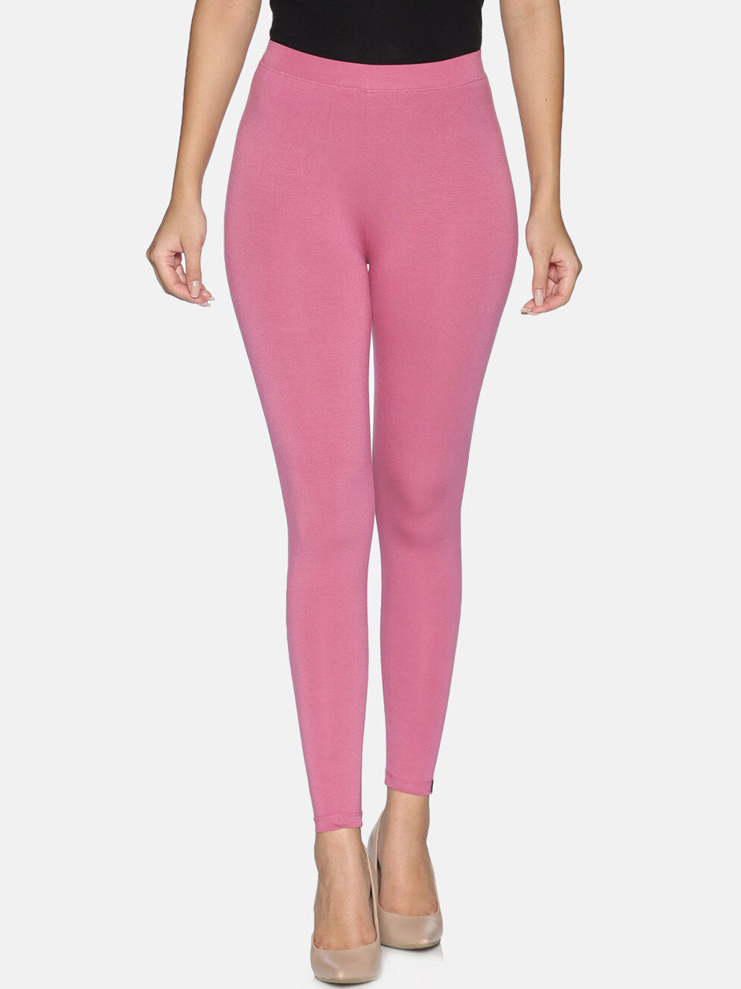 

TWIN BIRDS Women Pink Solid Ankle Length Leggings