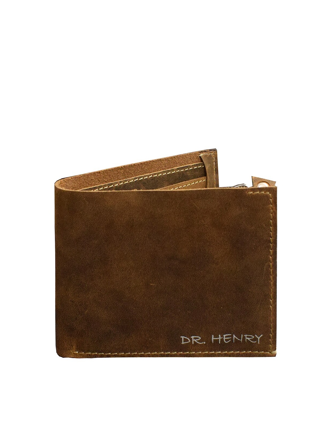 

DR. HENRY Men Brown Textured Two Fold Leather Wallet