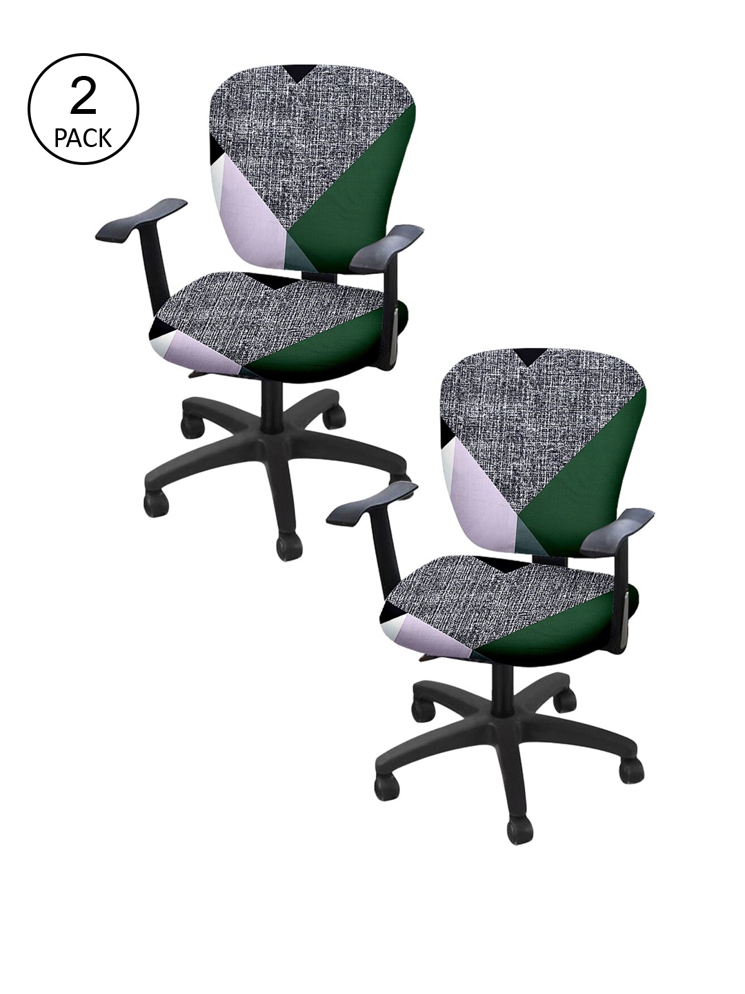 

Cortina Set Of 2 Green & Lavender Geometric Print Chair Covers