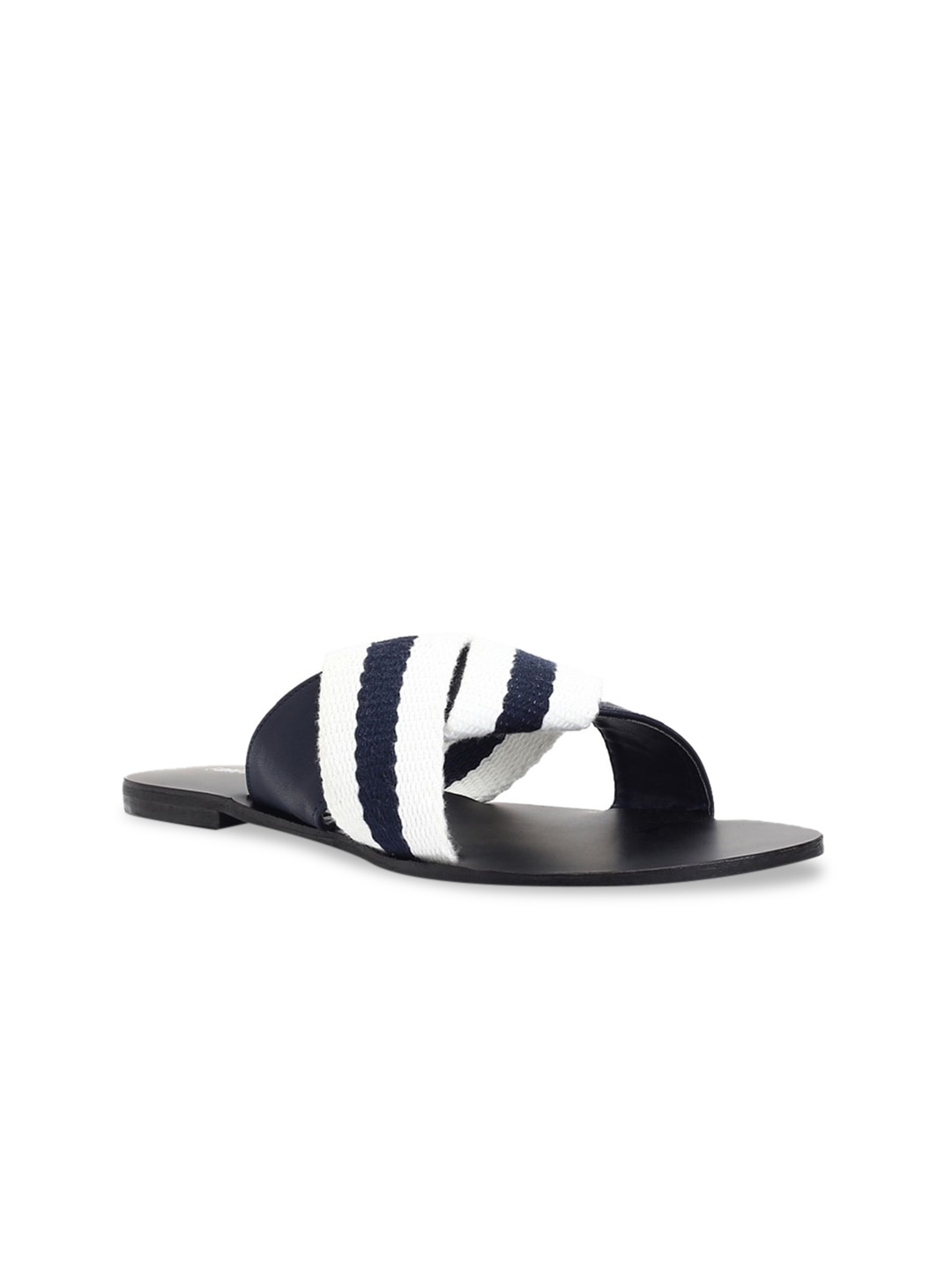 

FOREVER 21 Women White Colourblocked PU Open Toe Flats