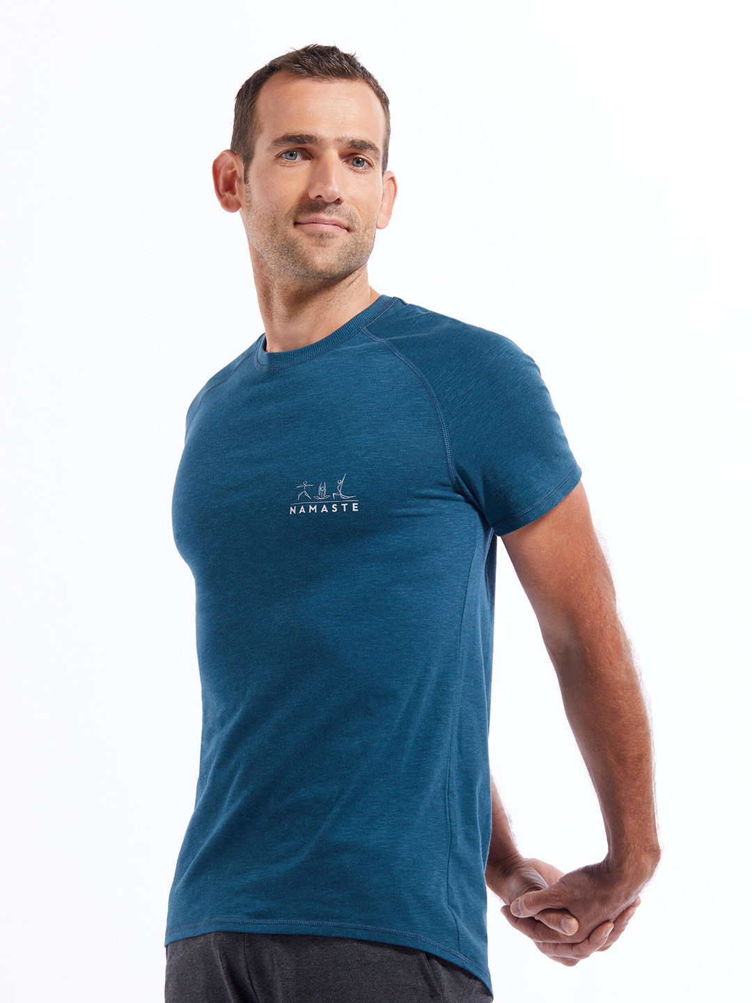

Domyos By Decathlon Men Blue Solid Namaste Round Neck Yoga T-shirt