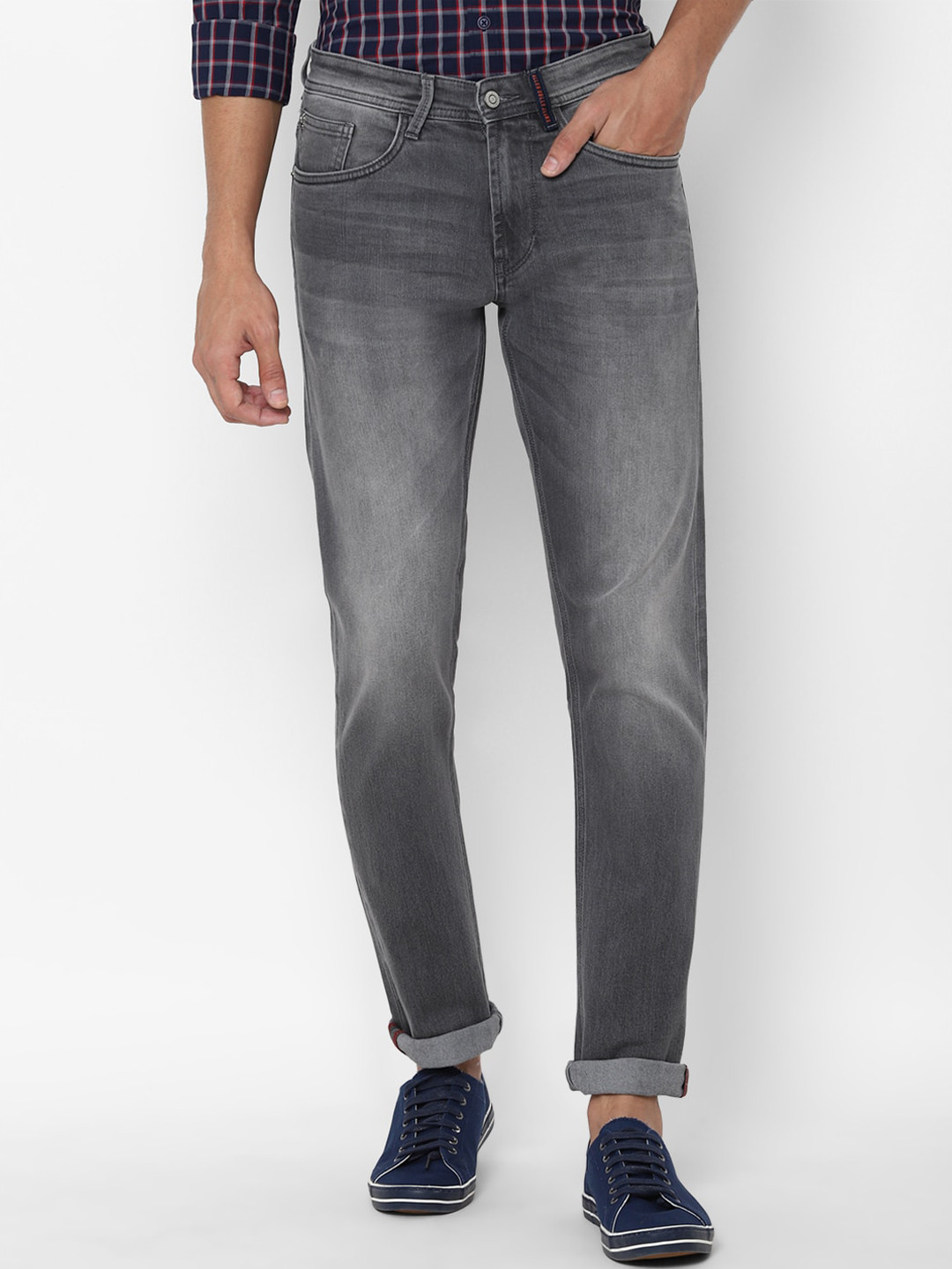 

Allen Solly Men Charcoal Grey Slim Fit Mid-Rise Clean Look Stretchable Jeans
