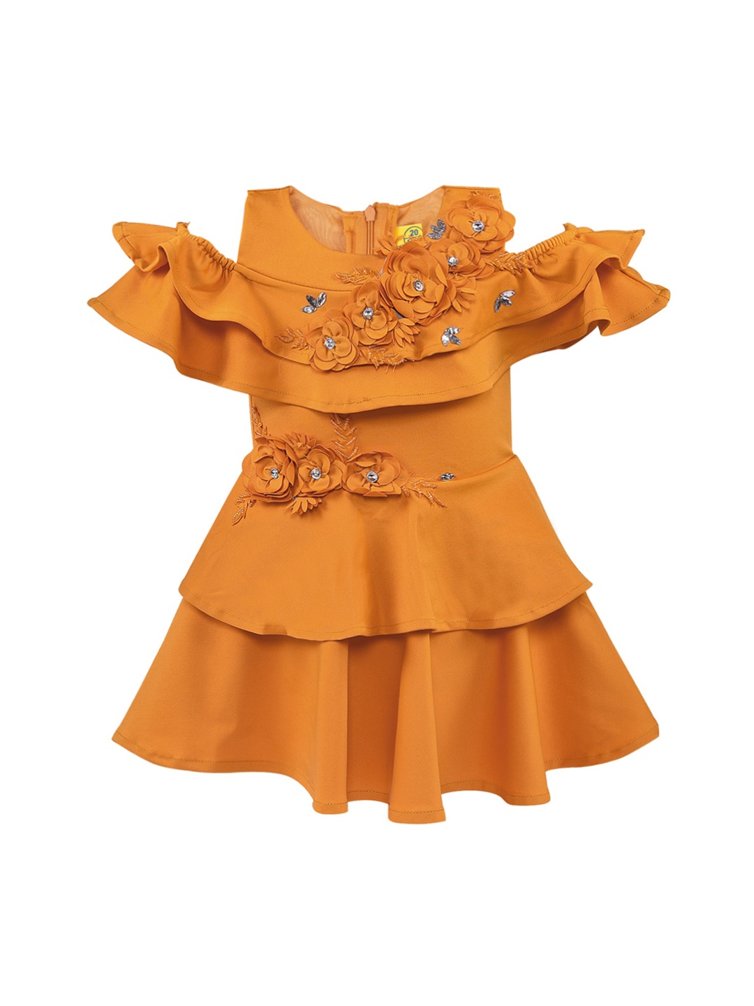 

Wish Karo Girls Orange Solid Fit and Flare Dress