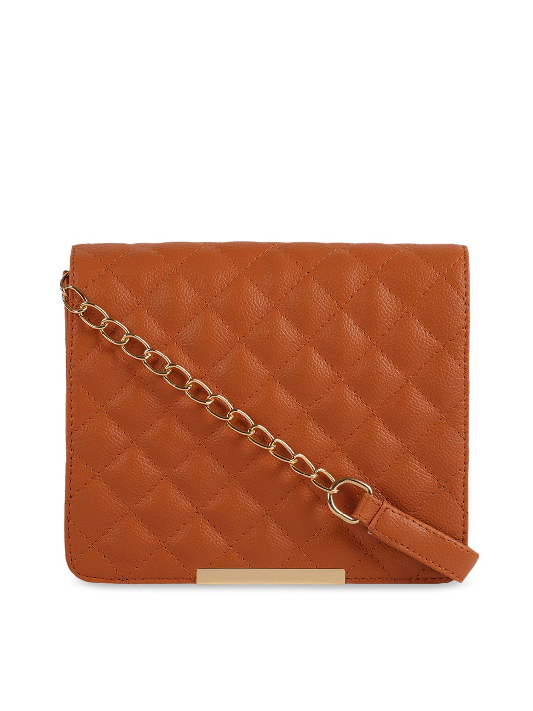 

Bagsy Malone Mustard Self Design Quilted Sling Bag