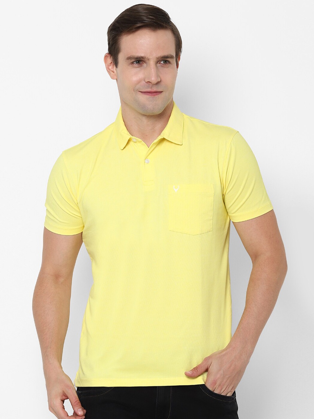 

Allen Solly Men Yellow Solid Polo Collar T-shirt