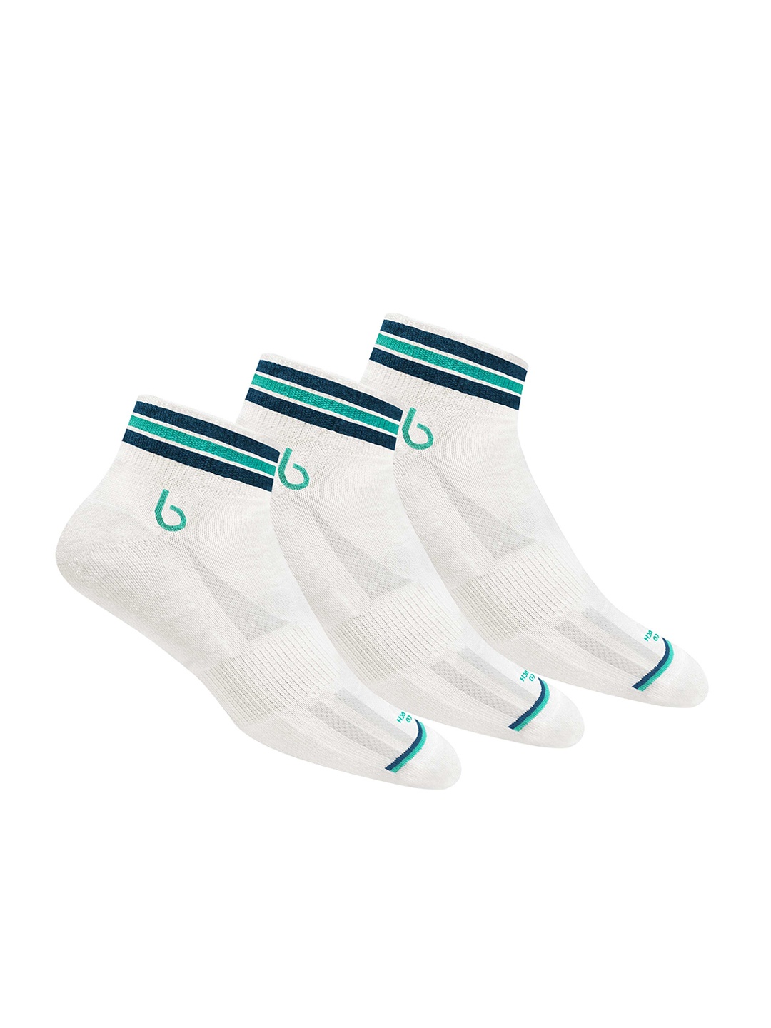 

BAMBOS Men Pack Of 3 Patterned Eco Touch Ankle-Length Sports Socks, White