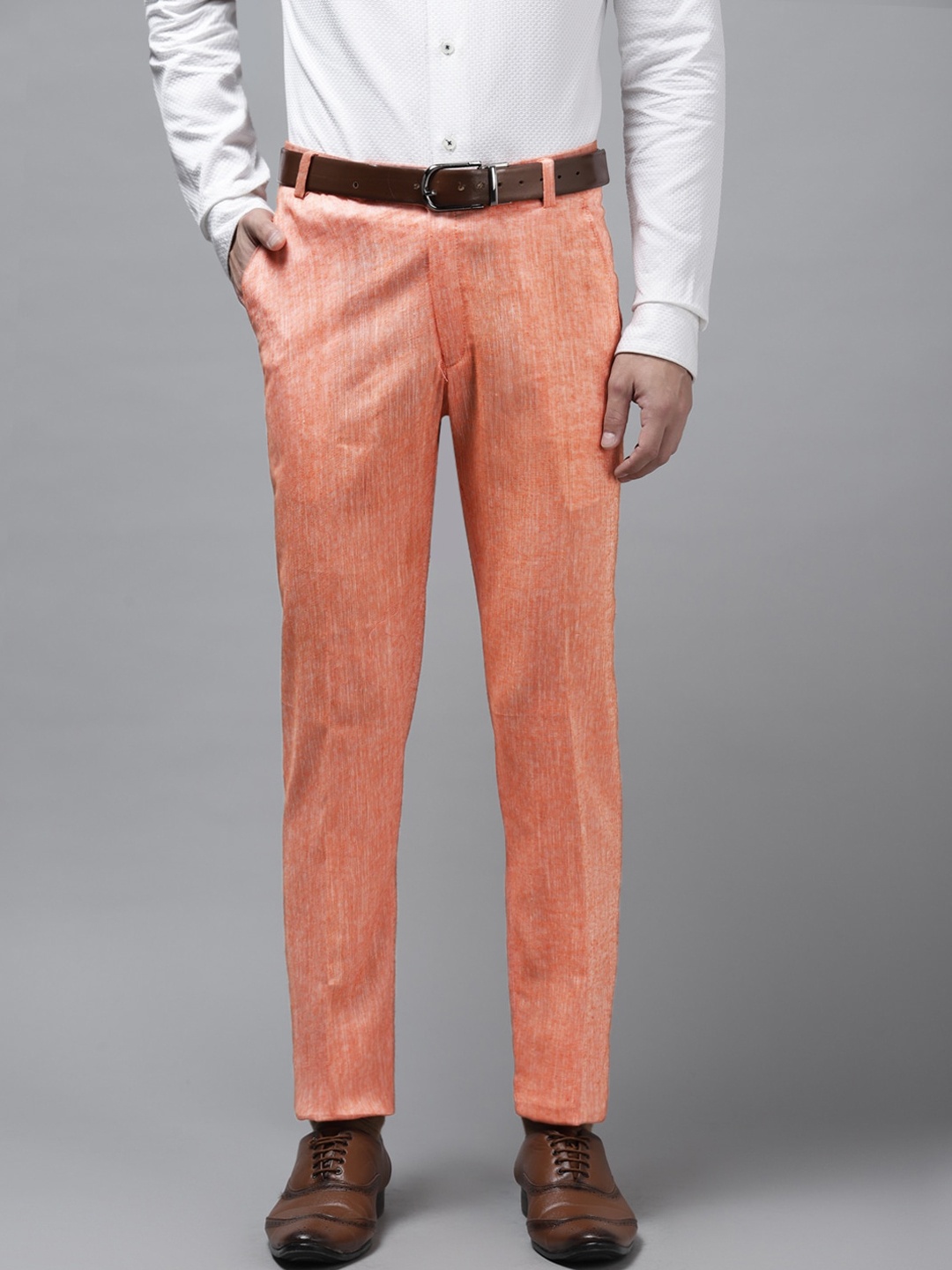 

hangup trend Men Orange Regular Fit Printed Formal Trousers