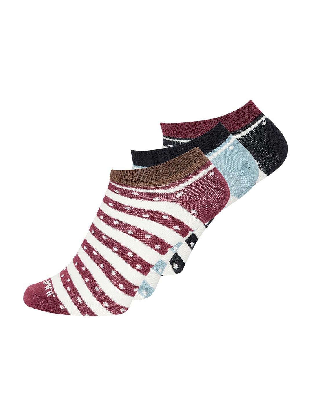 

JUMP USA Women Pack Of 3 Striped Ankle-Length Socks, Black