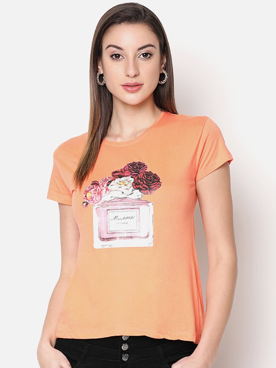 

V2 Value & Variety Orange & Pink Chambray Regular Top