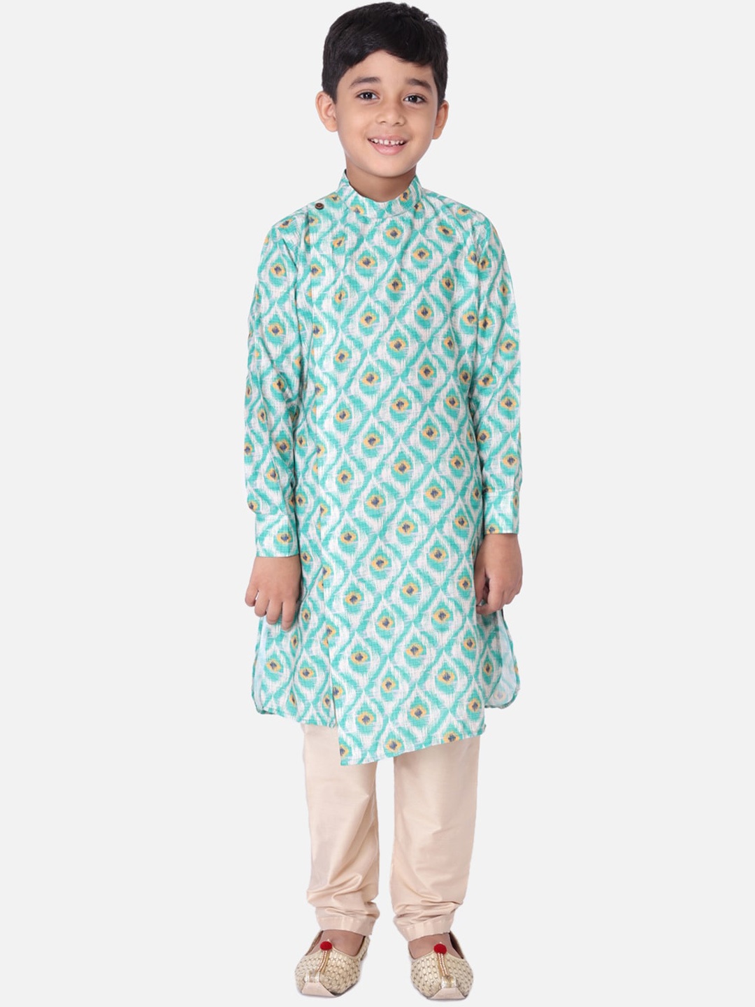 

TABARD Boys Green Printed Kurta with Pyjamas