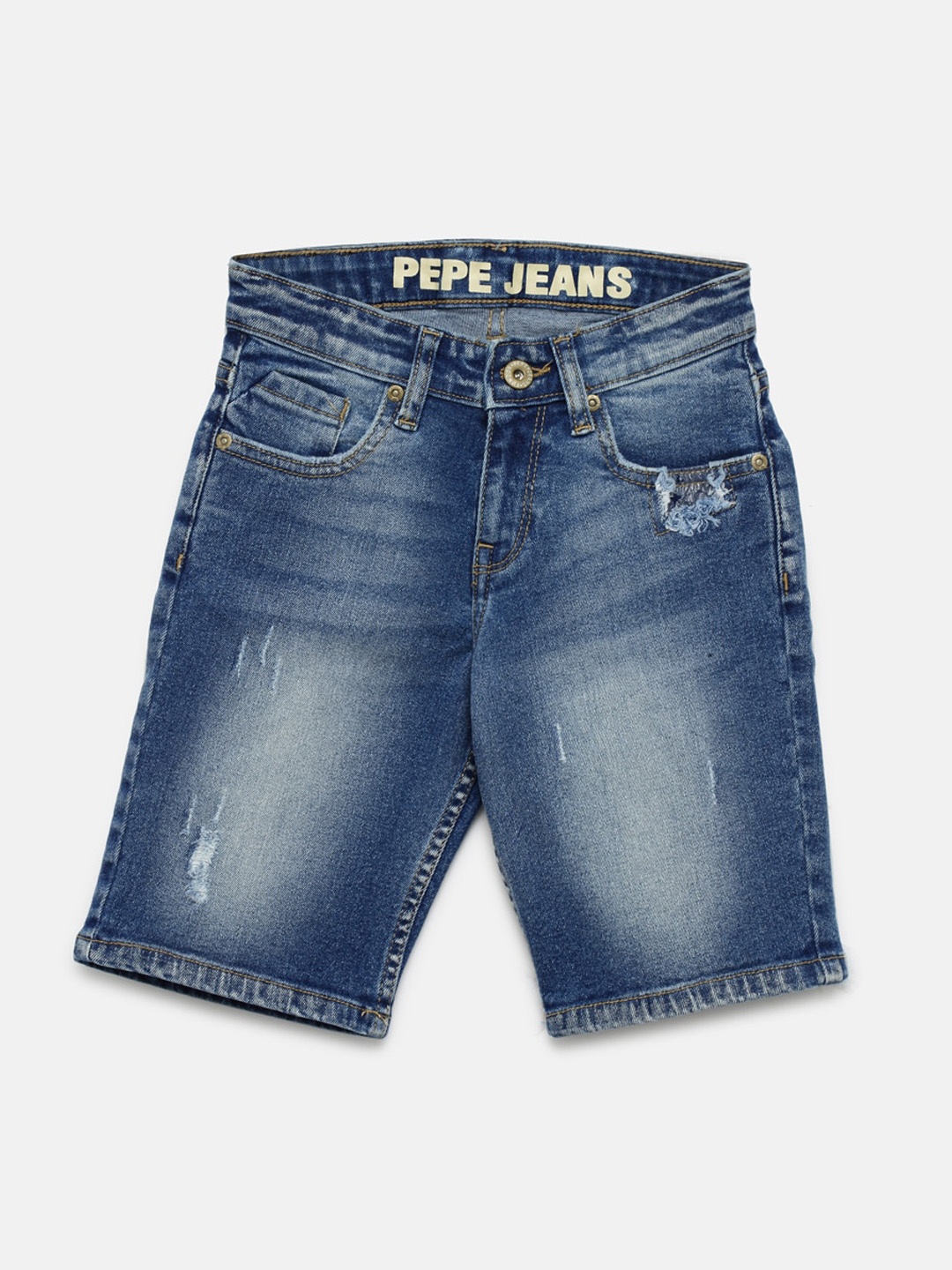 

Pepe Jeans Boys Blue Washed Slim Fit Knee Length Denim Short