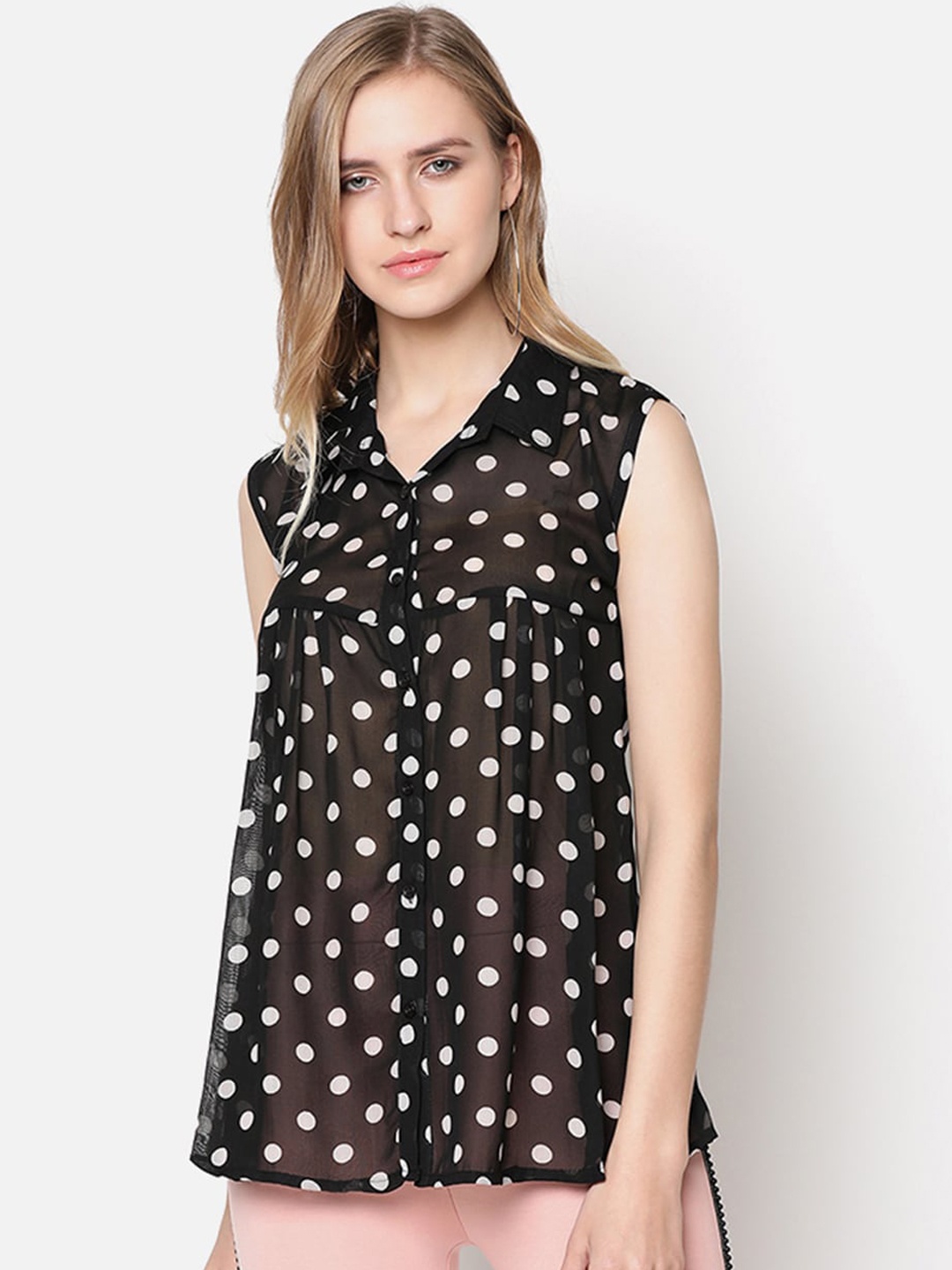 

V2 Value & Variety Black & Off White Crepe A-Line Top