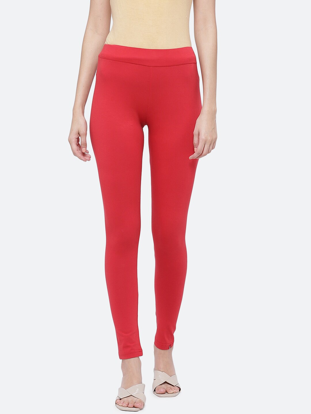 

Biba Women Red Solid Ankle-Length Leggings