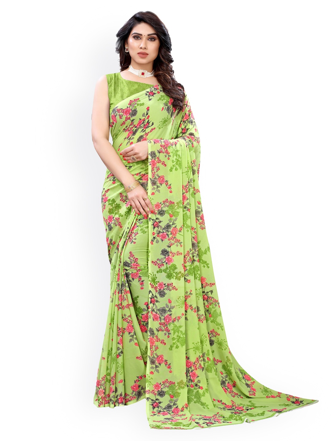 

KALINI Green Printed Pure Georgette Saree