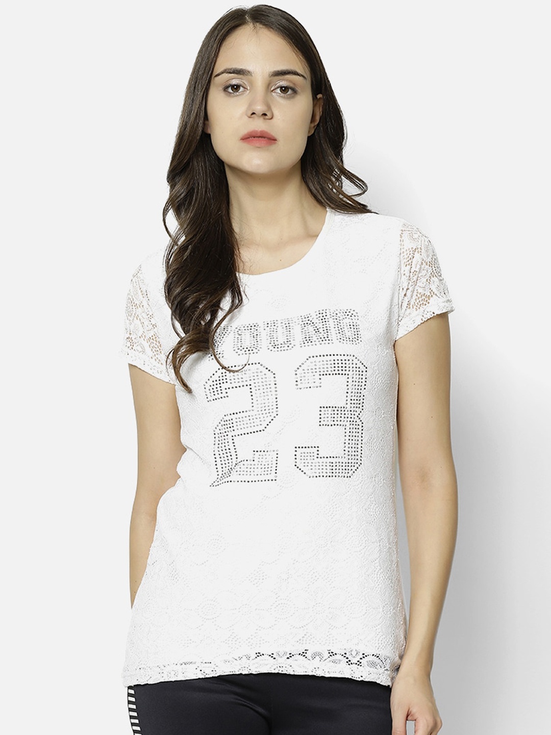 

V2 Value & Variety White & Black Chambray Regular Top