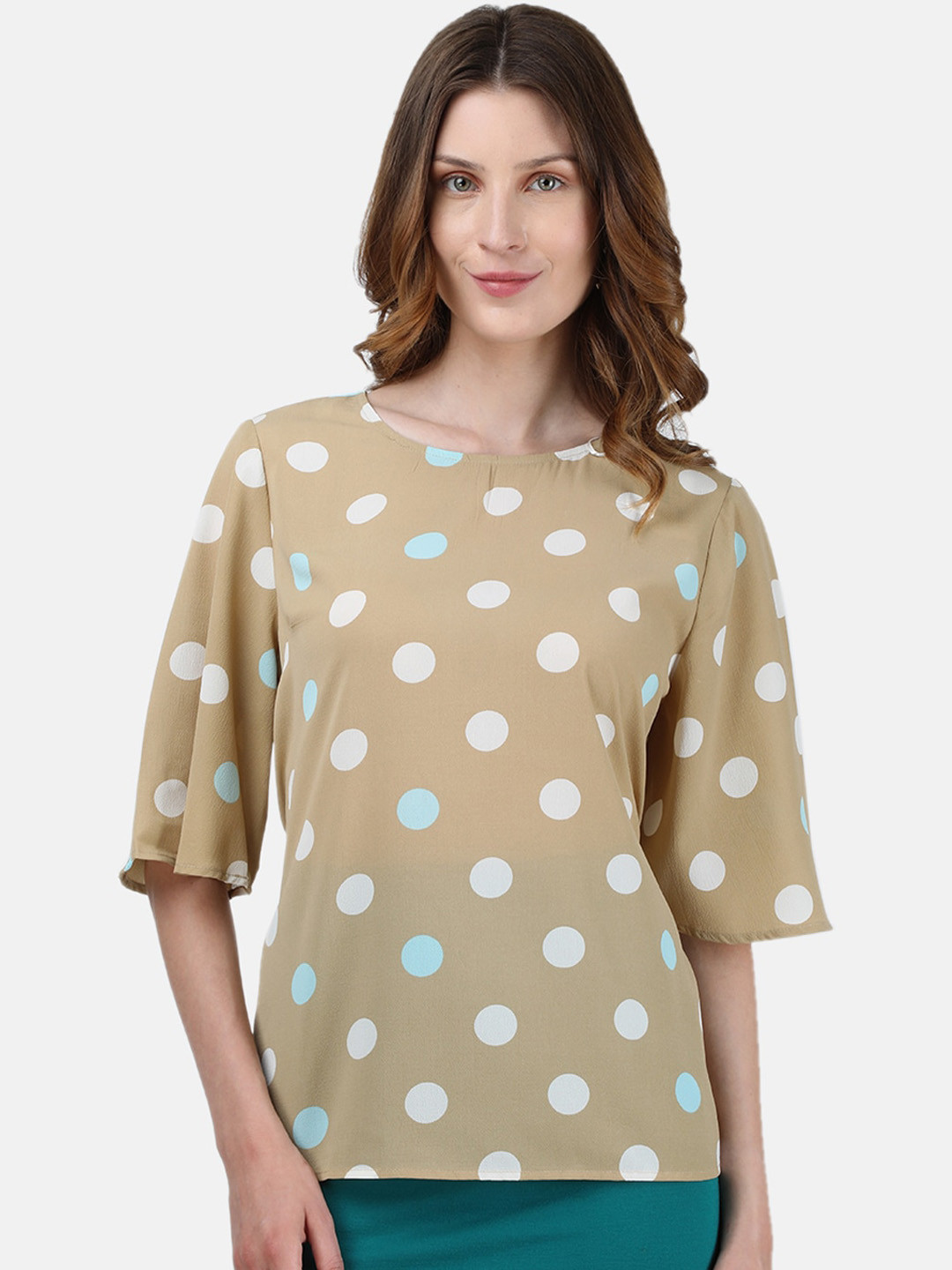 

Monte Carlo Brown Polka Dot Printed Regular Top