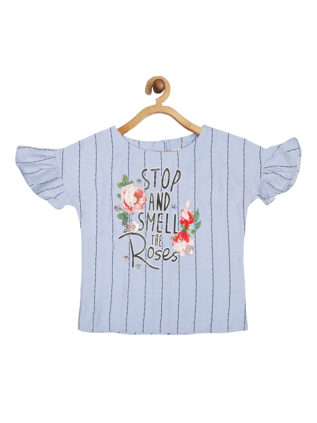 Tiny Girl Blue Striped Regular Top