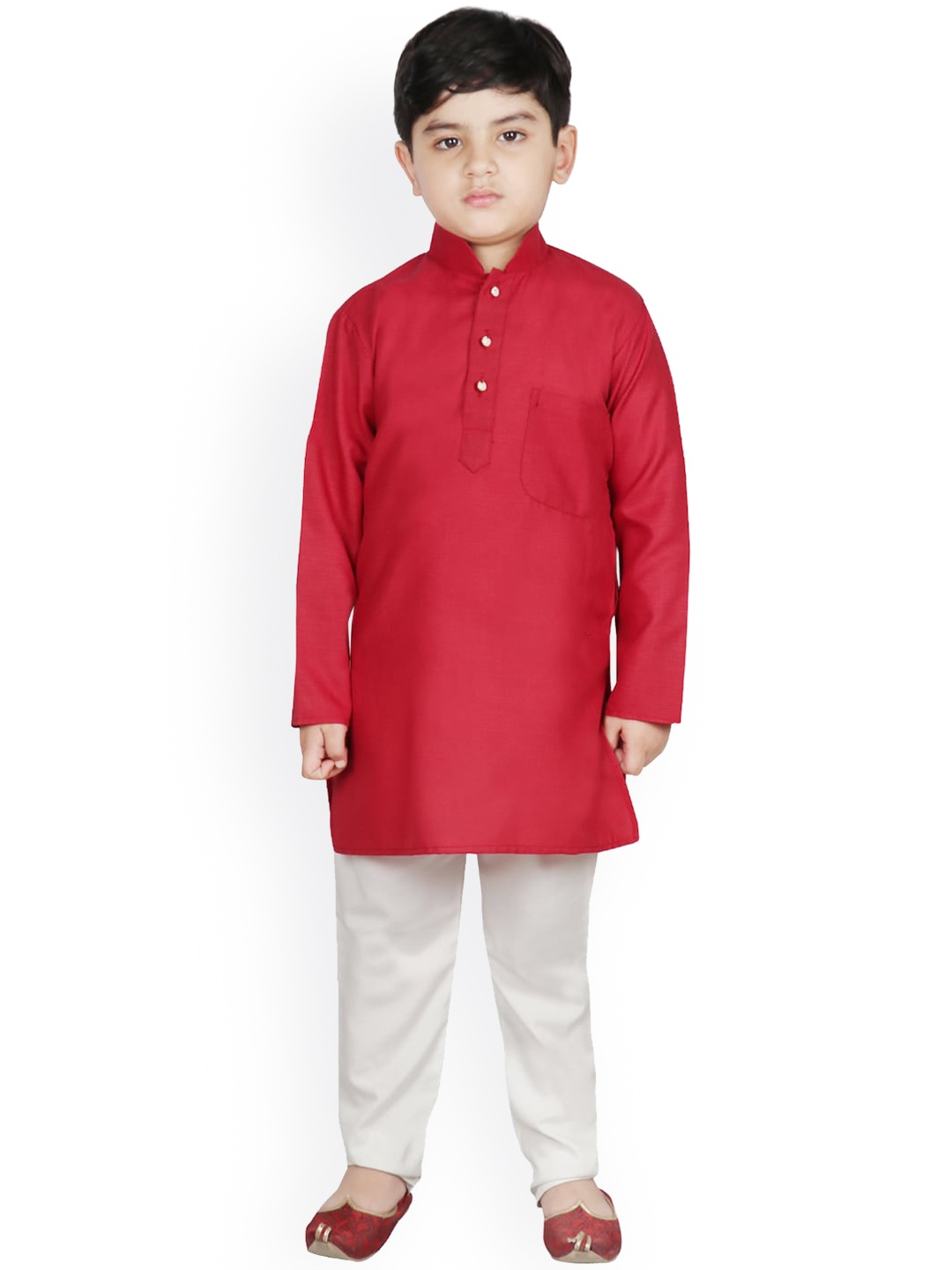 

SG YUVRAJ Boys Maroon Solid Kurta with Pyjamas