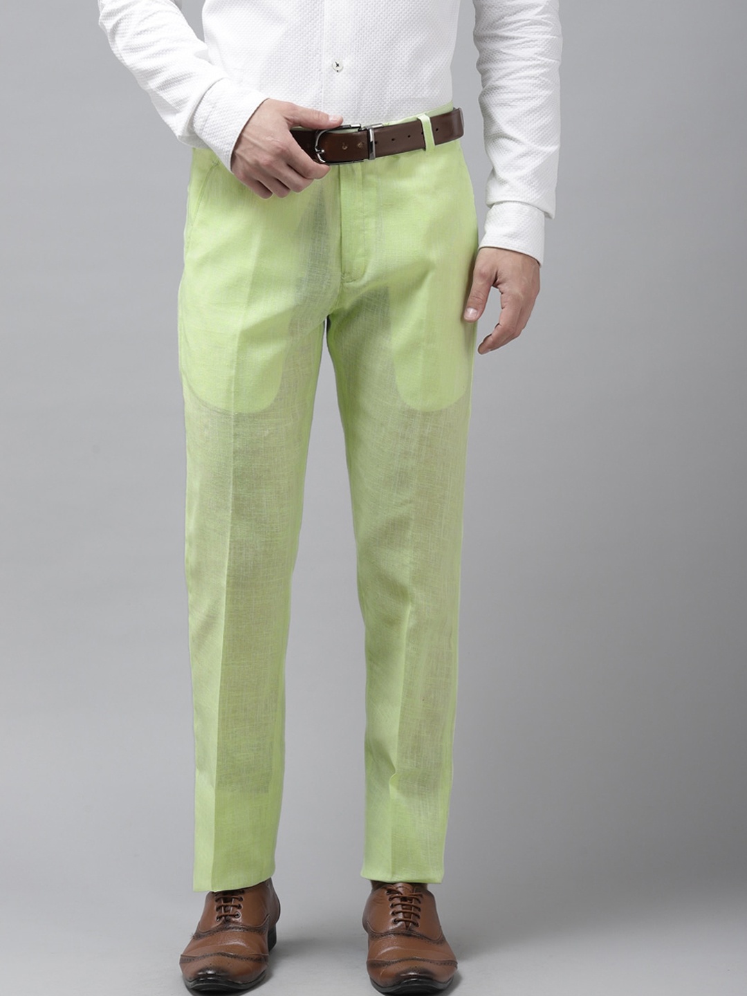hangup trend Men Green Regular Fit Solid Regular Trousers