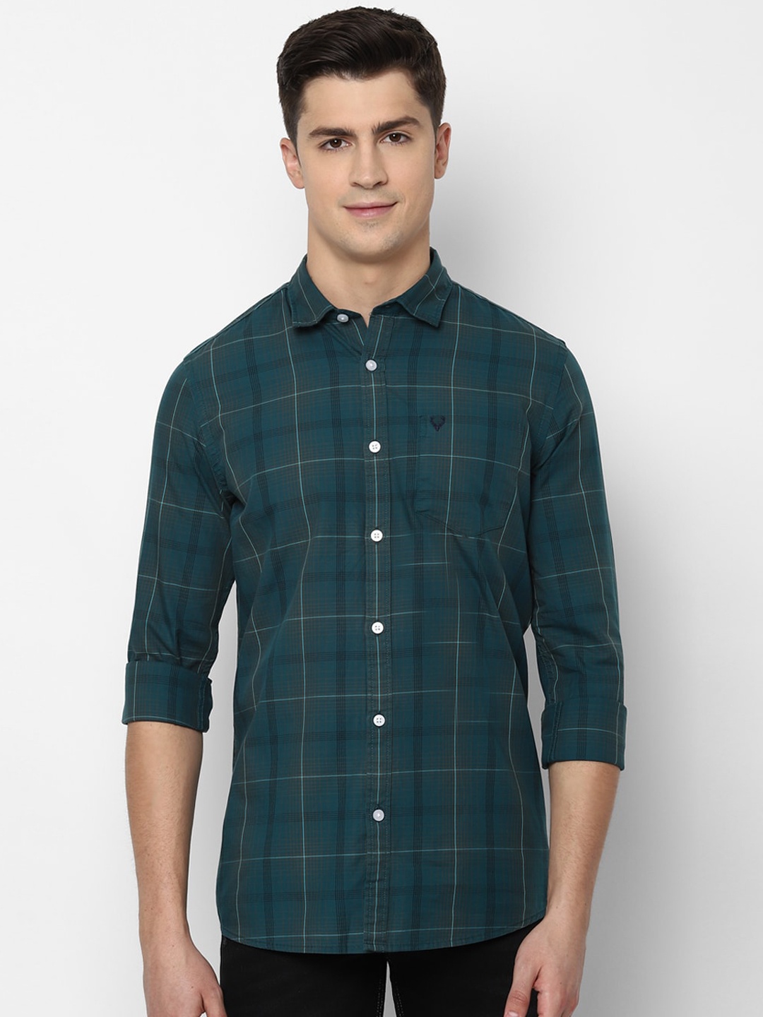 

Allen Solly Sport Men Green Regular Fit Checked Casual Shirt
