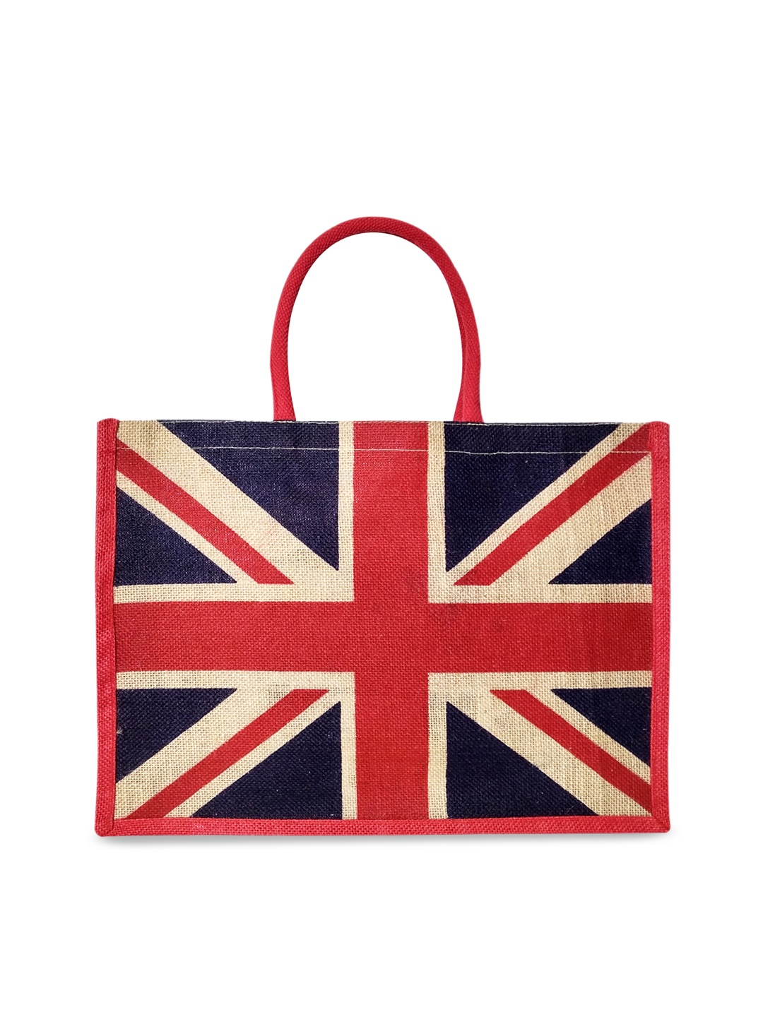 earthbags Red Printed Jute Shopper with Padded Handles