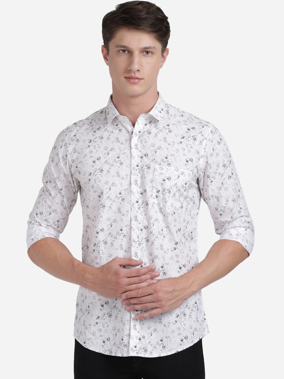 

Crocodile Men White Slim Fit Printed Pure Cotton Casual Shirt