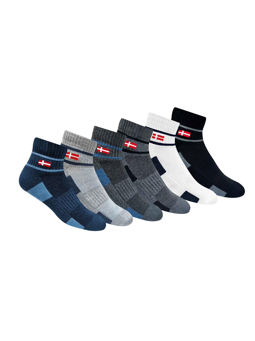 

KOPNHAGN Men Pack Of 6 Assorted Combed-Cotton Cushioned High Above Ankle-Length Sports Socks