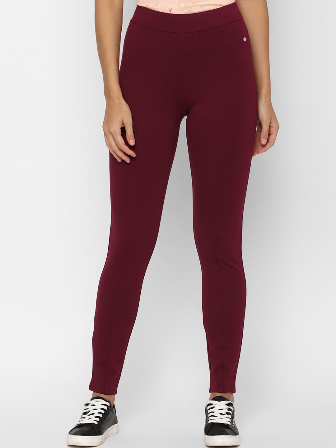 

Allen Solly Woman Women Maroon Solid High Rise Jeggings