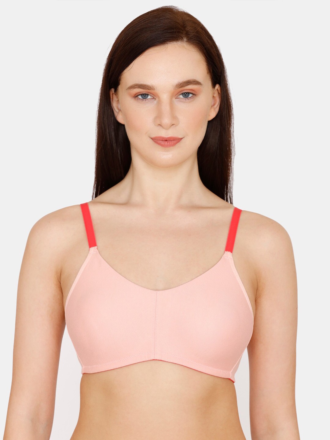 

Zivame Pink & Coral Solid Non-Wired Non Padded T-shirt Bra