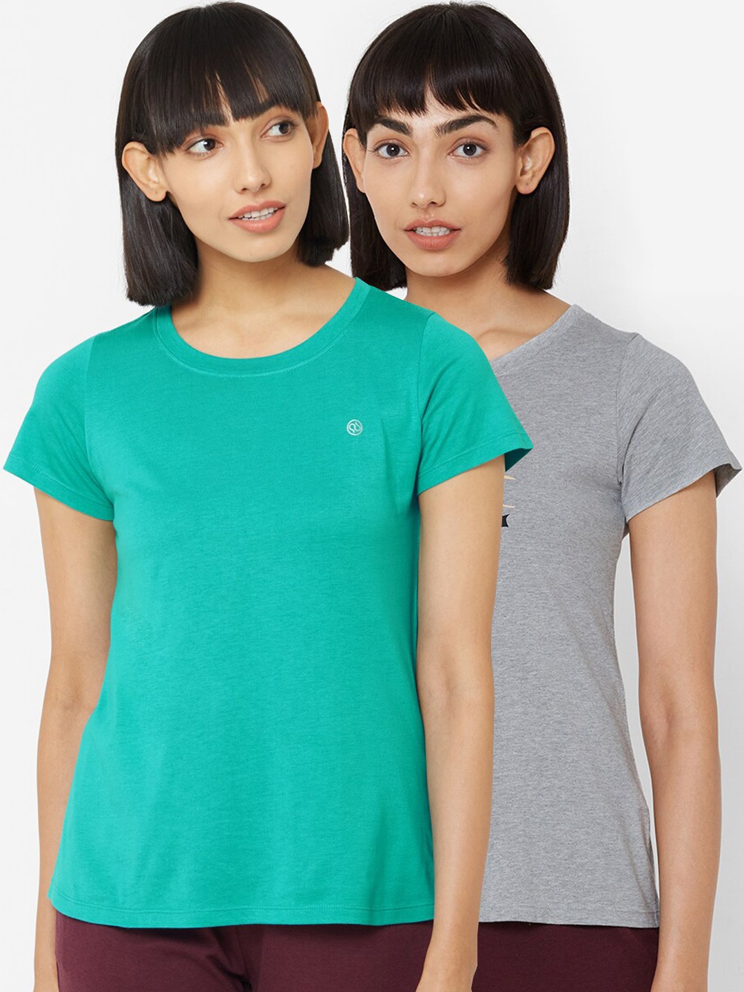 

Soie Women Pack Of 2 Printed Lounge T-Shirts, Grey