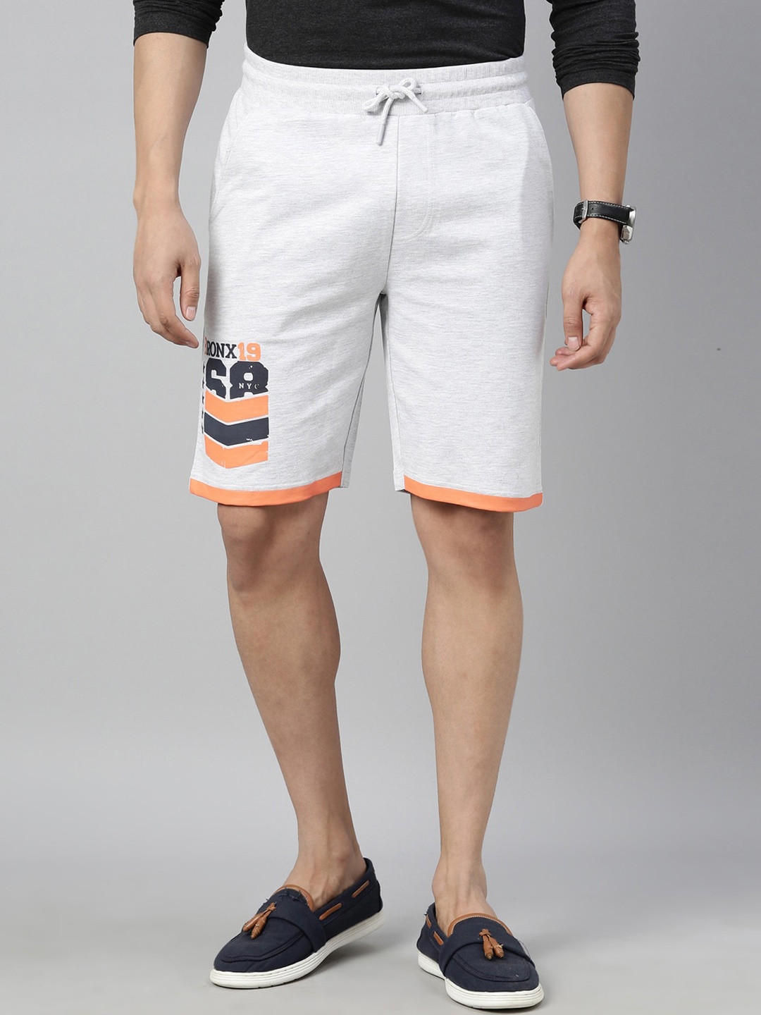 

3PIN Men Grey Melange Solid Regular Fit Regular Shorts