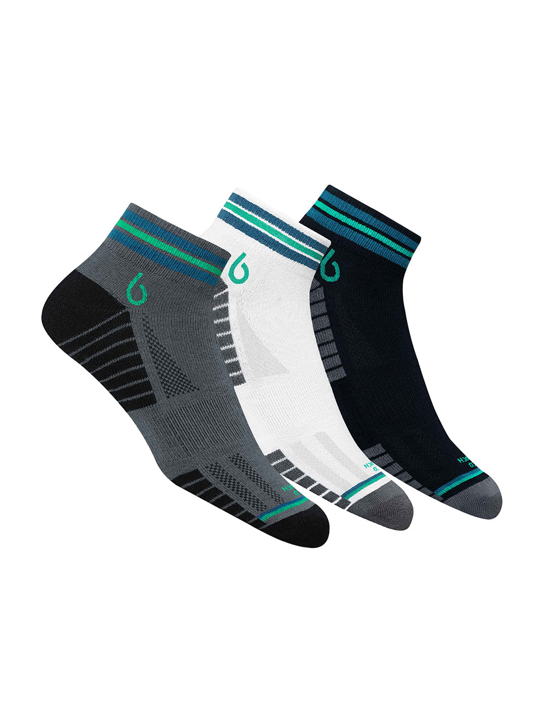 

BAMBOS Men Pack Of 3 Patterned Ankle-Length Socks, Black