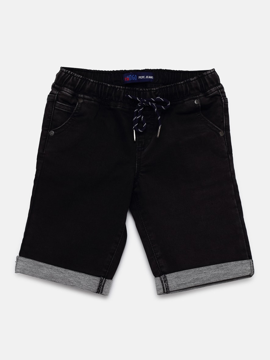 

Pepe Jeans Boys Black Solid Slim Fit Denim Shorts