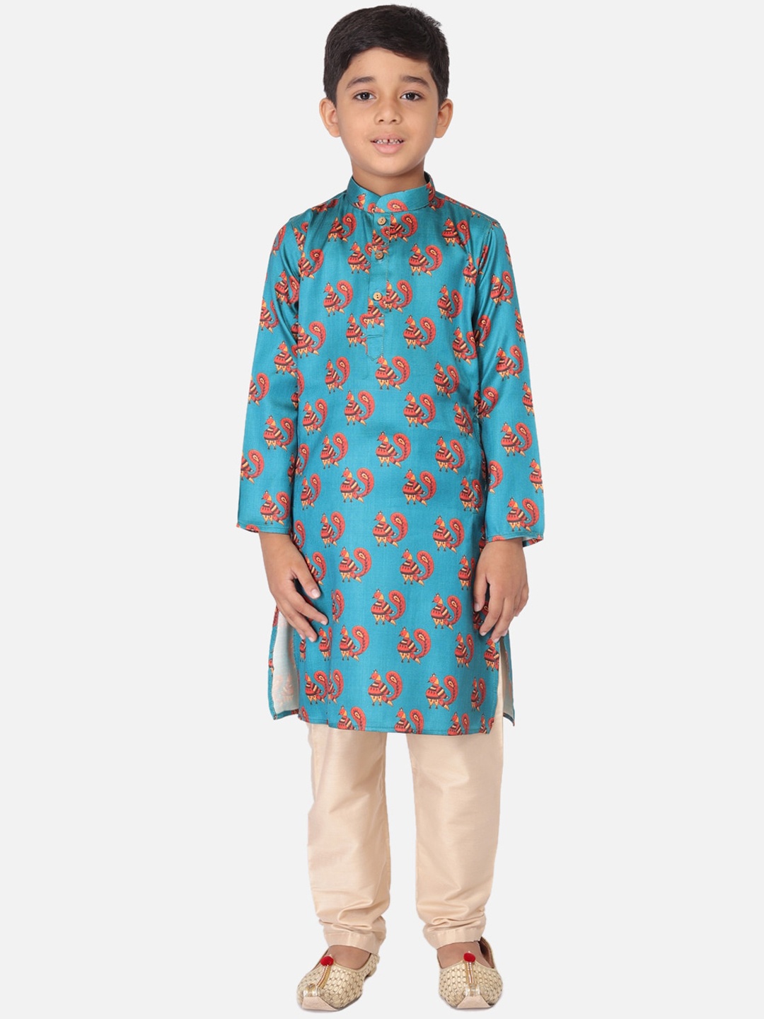 

TABARD Boys Blue & Beige Printed Kurta with Churidar