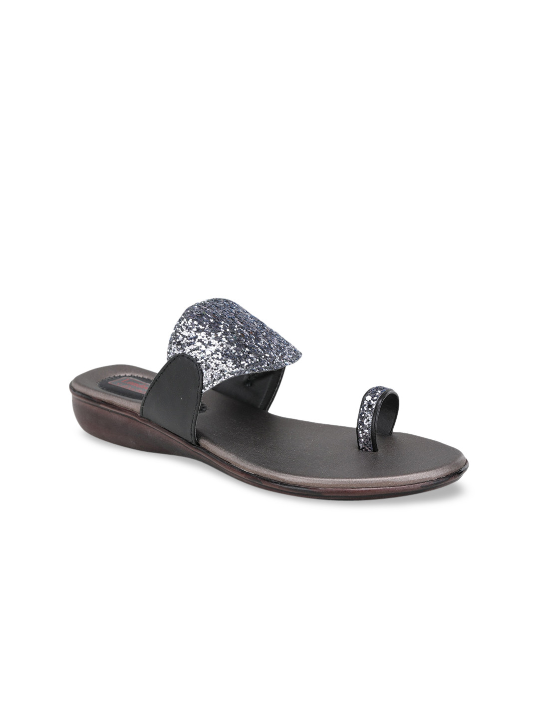

LONDON STEPS Women Silver-Toned Shimmer One Toe Flats