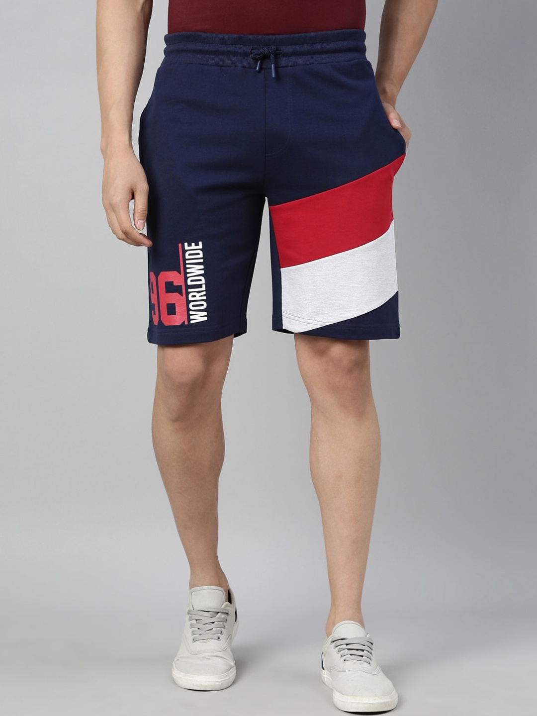 

3PIN Men Navy Blue Colourblocked Regular Fit Sports Shorts