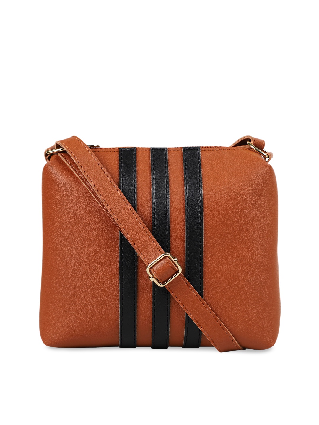 

Bagsy Malone Rust Brown & Black Striped Sling Bag